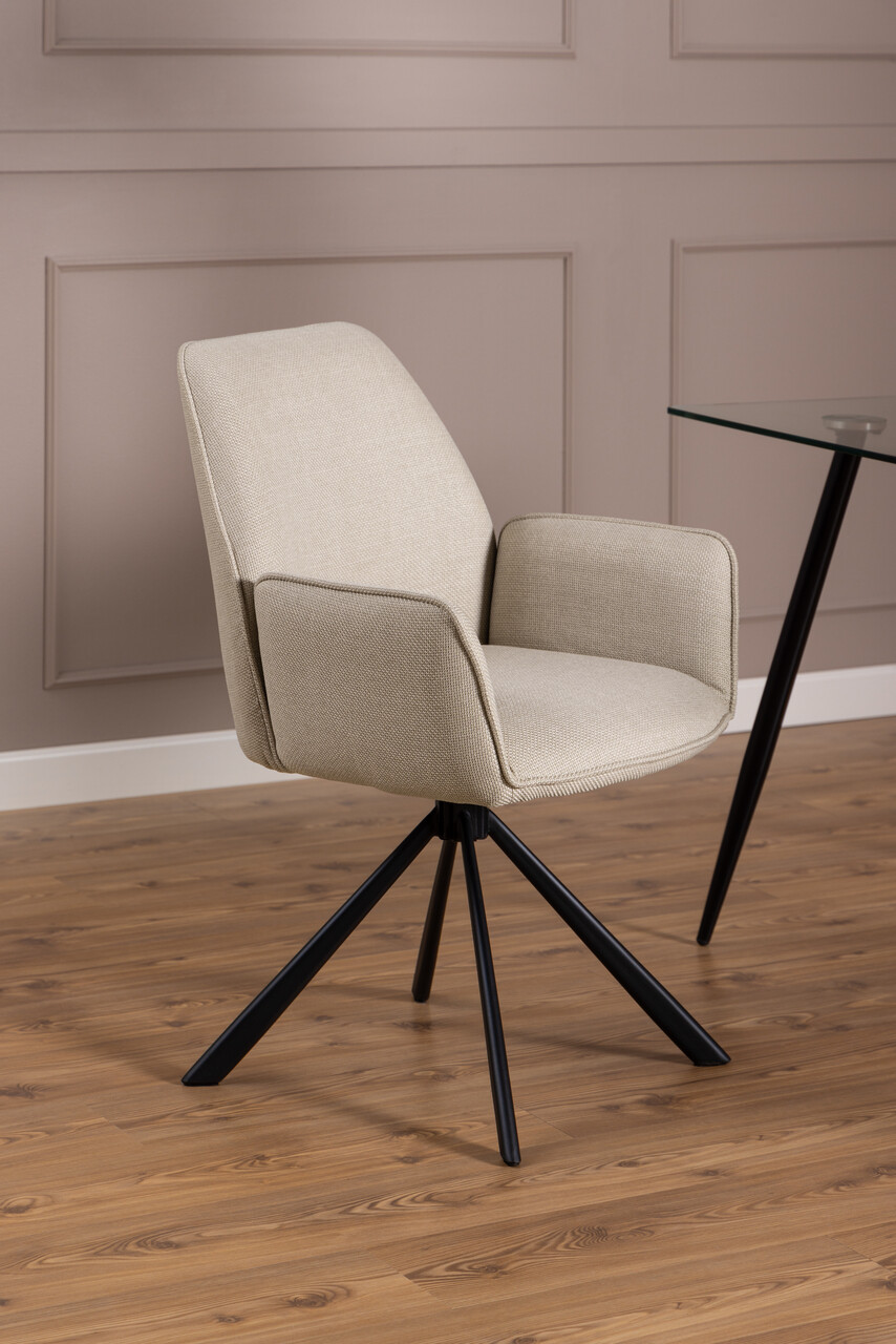 Scaun Glenda, Actona, 61x63x88.5 cm, rotativ, tesatura structurata/otel, bej - view 7