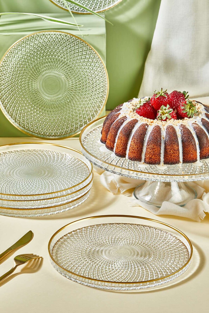 Set farfurii pentru desert (7 piese), L'essentiel Maison, 337GLZ1101, Suport: 28 cm (1 bucată), Transparent - view 2