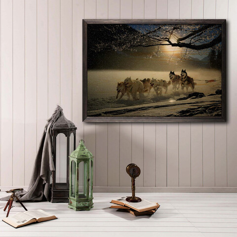Tablou decorativ, Wolf Horde XL, Lemn, Lemn, Multicolor Bystag