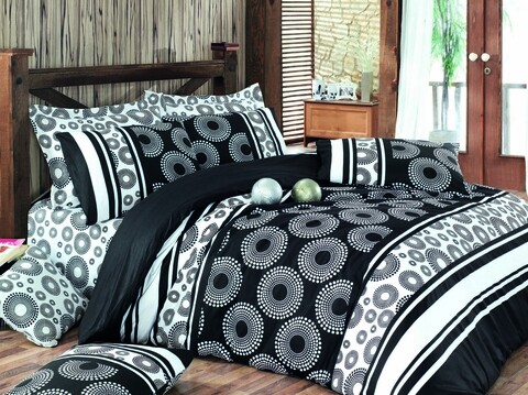 Lenjerie de pat dubla king size, Pearl Home, 172PRL68408, 3 piese, bumbac ranforce, multicolor 172PRL68408