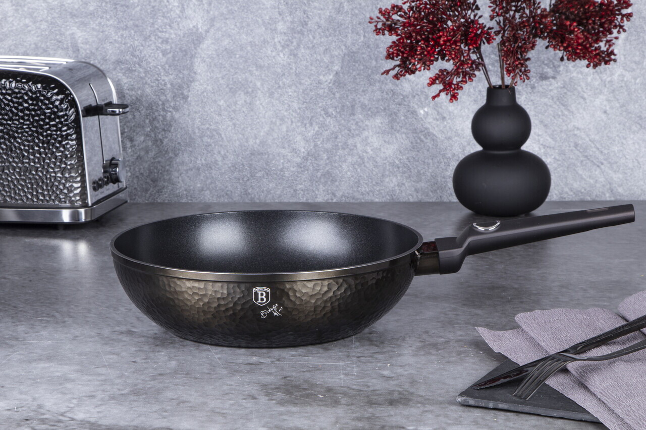 Tigaie Wok Berlinger Haus, Primal Gloss, 28 cm, 3.2 L, aluminiu forjat, negru