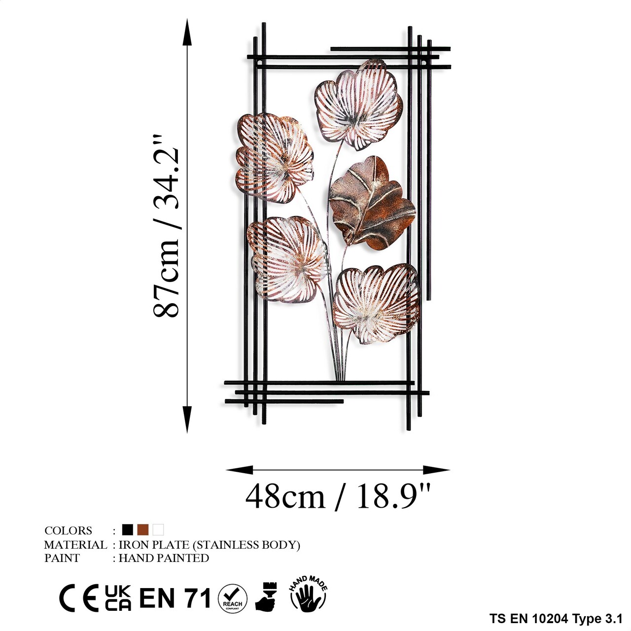 Decoratiune de perete, Daiyu 3, Dimensiuni: 48 x 87 x 4 cm, Multicolor - view 7