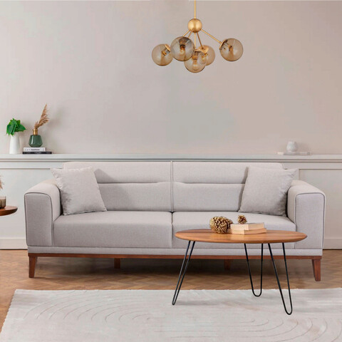 Canapea extensibila cu 3 locuri, unique design, 867unq1373, lemn de carpen, crem