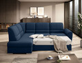 Coltar extensibil stanga 3 locuri ELTAP, LT-40LO, Siber, 270x186x93 cm, lemn/poliester, albastru inchis