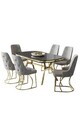 Set masa si scaune (7 piese), Hanah Home, Epal, Sonata / Auriu / Gri