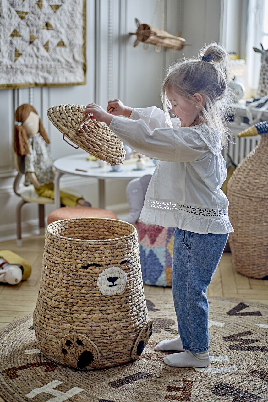 Cos cu capac, Bloomingville, Timone, 40x57 cm, zambila de apa impletita, natural - imagine 2