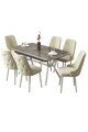 Set masa extensibila si scaune (7 piese), Hanah Home, Nis, Antracit / Crom / Crem
