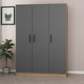 Dulap pentru haine, Minerva, Kale Anthracite, 135x210x52 cm, PAL, Antracit