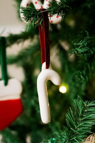 Ornament de brad de Crăciun, BSY516, 9.5x4 cm, Ceramica, Alb