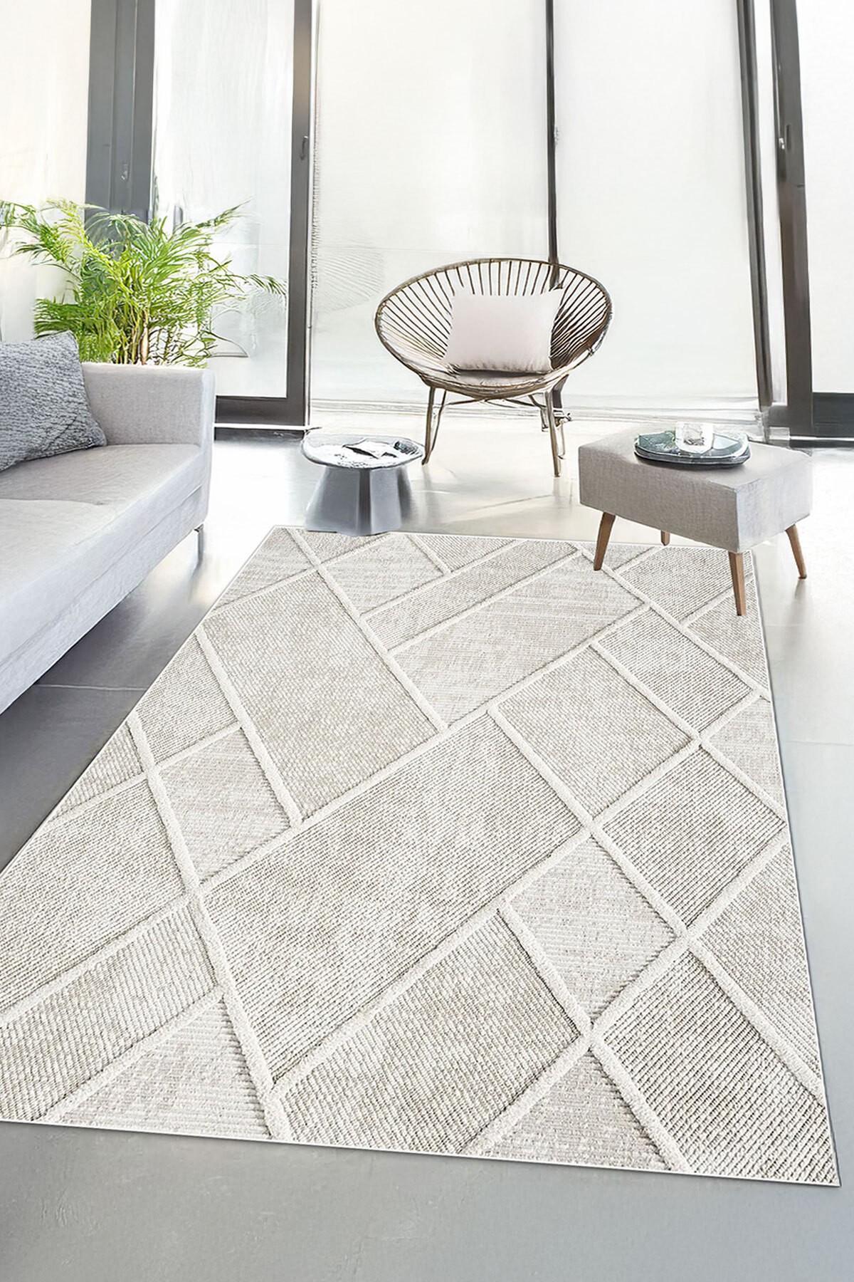 Covor, CLR-7304-HALI-31, 160x300 cm, Poliester, Crem