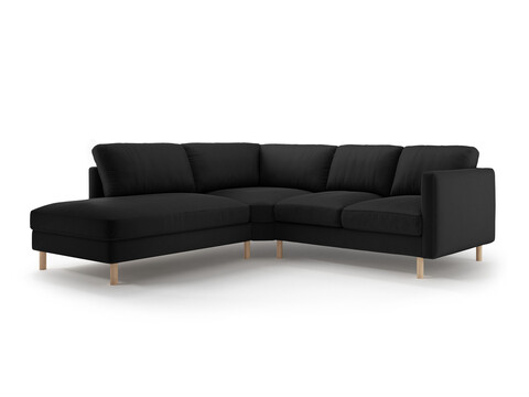 Coltar stanga 4 locuri, Eden, Micadoni, 267x234x90 cm, catifea, negru