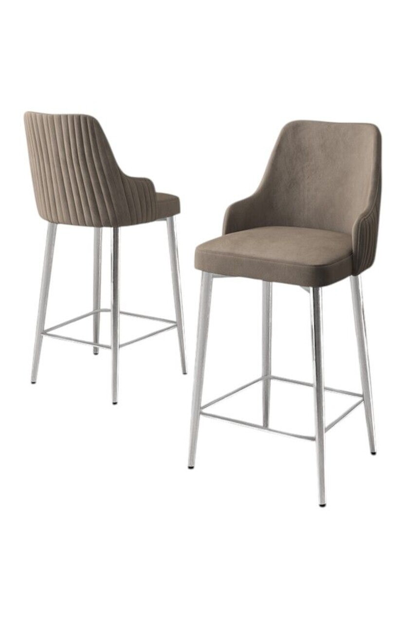 Set scaune de bar 6 piese, Hanah Home, Tera, Cappuccino / Chrome — imaginea 2