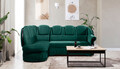 Coltar extensibil stanga 3 locuri ELTAP, L-070, Lord, 243x180x112 cm, lemn/poliester, verde inchis/negru
