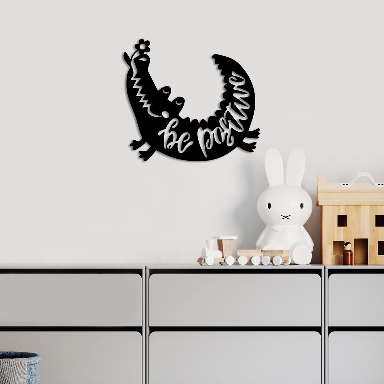 Decoratiune de perete, Be Possitive, Dimensiune: 52 x 46 cm, Negru