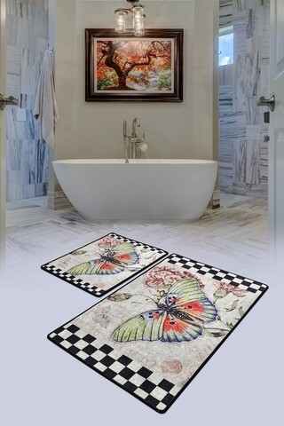 Set 2 covorase de baie Mariposa, Chilai, 50×60 cm/60×100 cm, multicolor imagine noua 2022