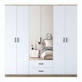 Dulap pentru haine, Rani, BA130, 210x210x51 cm, PAL, Nuc/Alb