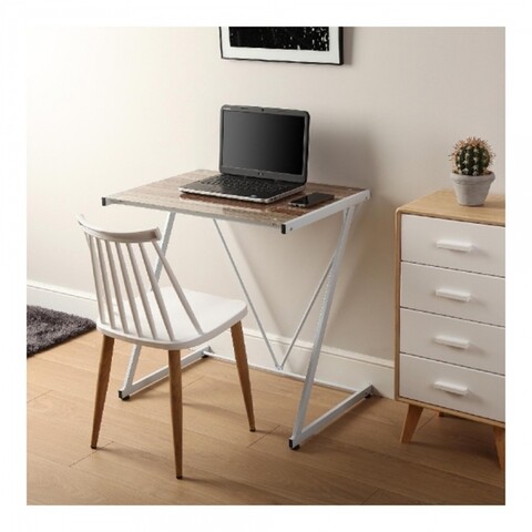 Birou, clean, 76 x 76 x 51 cm, metal/sticla, bej