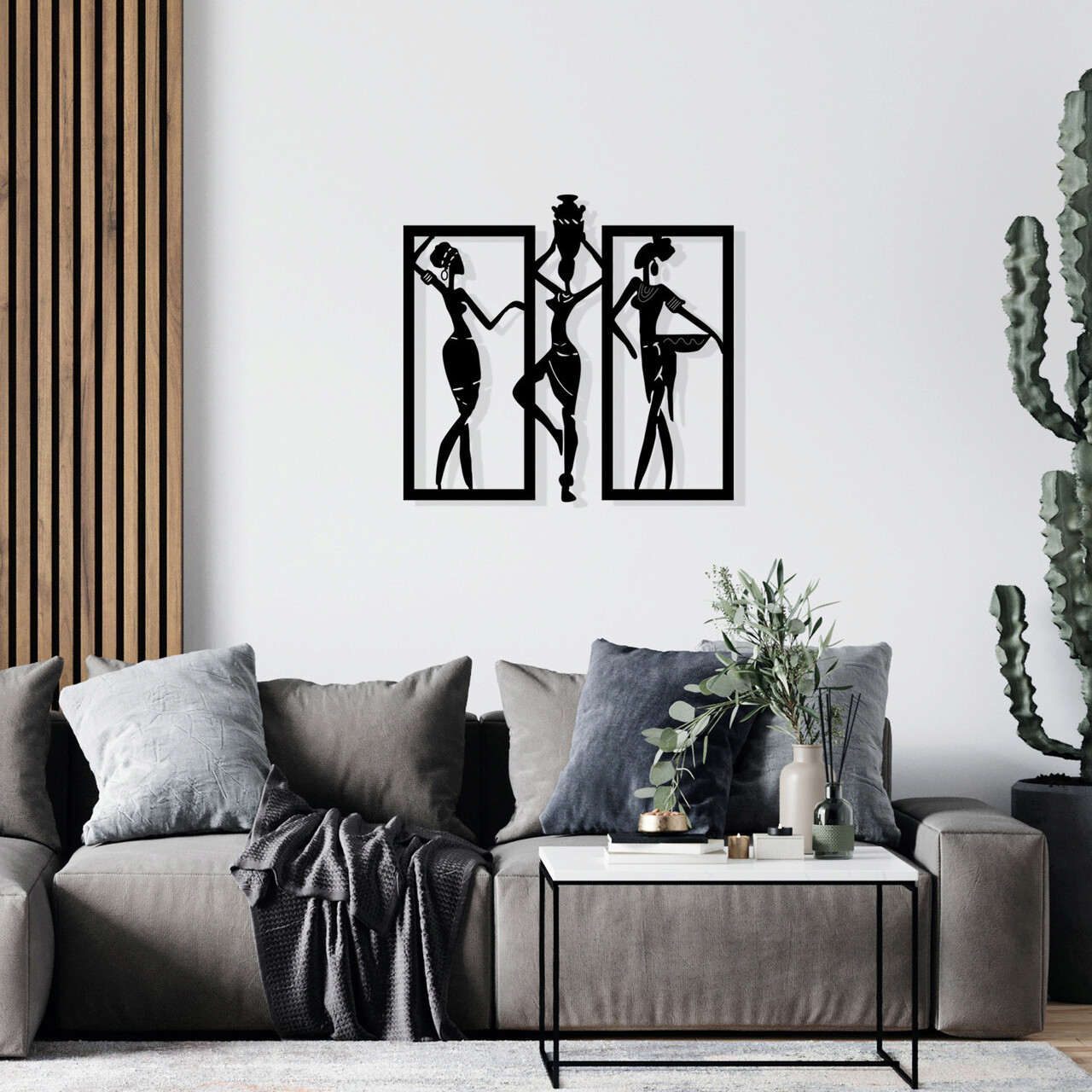Decoratiune de perete, Aurora, Metal, Dimensiune: 42 x 62 cm, Negru