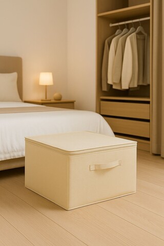 Cutie de depozitare din pâslă,  YLC.D.H-091, 42x23x35 cm, 100% NEȚESUT, Crem