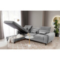 Coltar extensibil stanga 4 locuri ELTAP, Foble, 267x196x100 cm, lemn/poliester, gri deschis