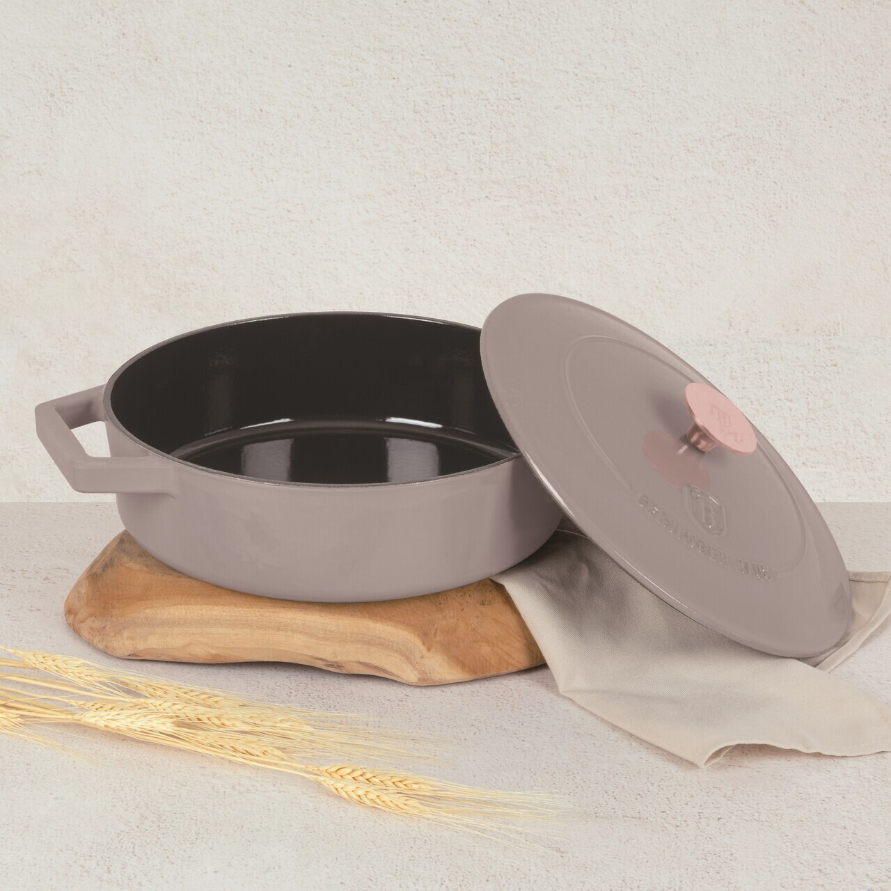 Oala cu capac Berlinger Haus, Taupe, 26 cm, 2.57 L, fonta, taupe - view 3