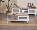 Masuta de cafea, Wolina, Goose, 55x100x45 cm, Corp: 100% MDF, Alb / Stejar