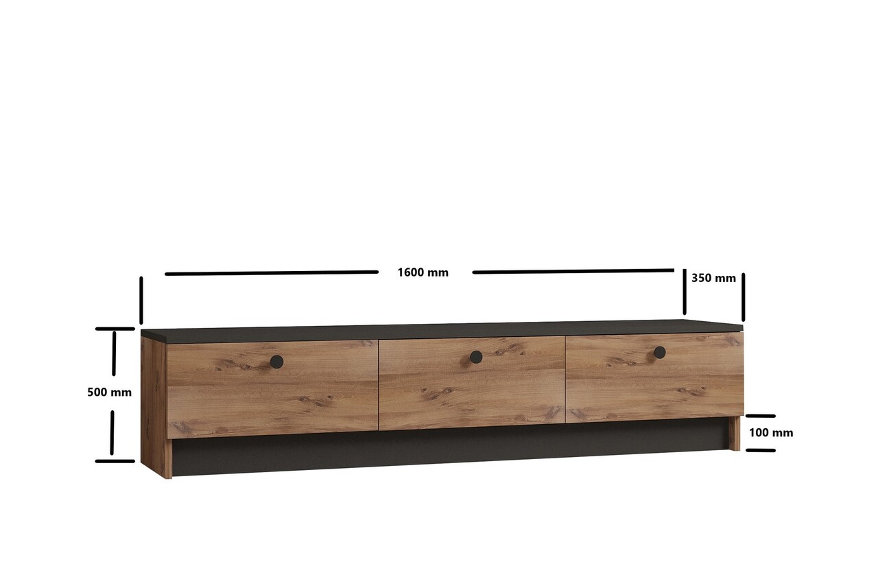 Comoda TV, Hanah Home, Pega, 160x35x35 cm, Stejar negru / safir - view 7
