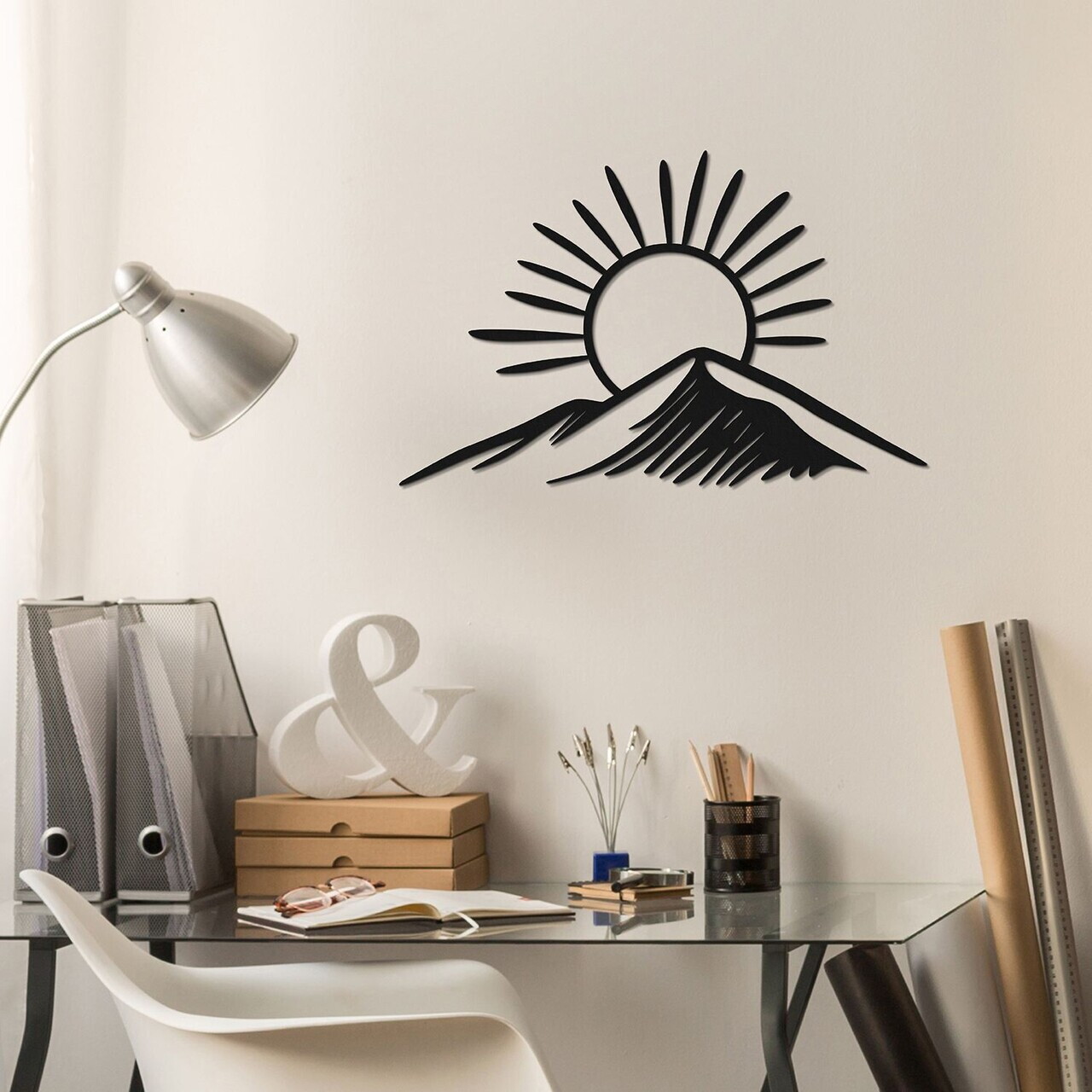 Decoratiune de perete, Amanecer, Metal, Grosime: 1,2 mm, Negru — imaginea 2