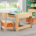 Set birou cu 2 scaune, U-Grow, 61x61x48.3 cm / 28x30x53 cm, MDF, natur