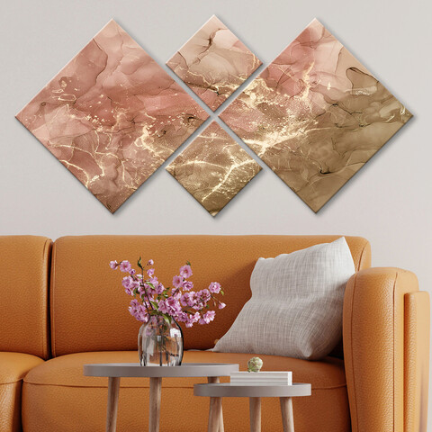 Set 4 tablouri decorative, 4MDF1663057345, MDF, Imprimat UV, Multicolor