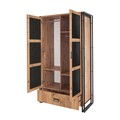 Dulap pentru haine, Sapphire, Arcas Ava, 110 x 200 x 55 cm, pal melaminat, pin/negru