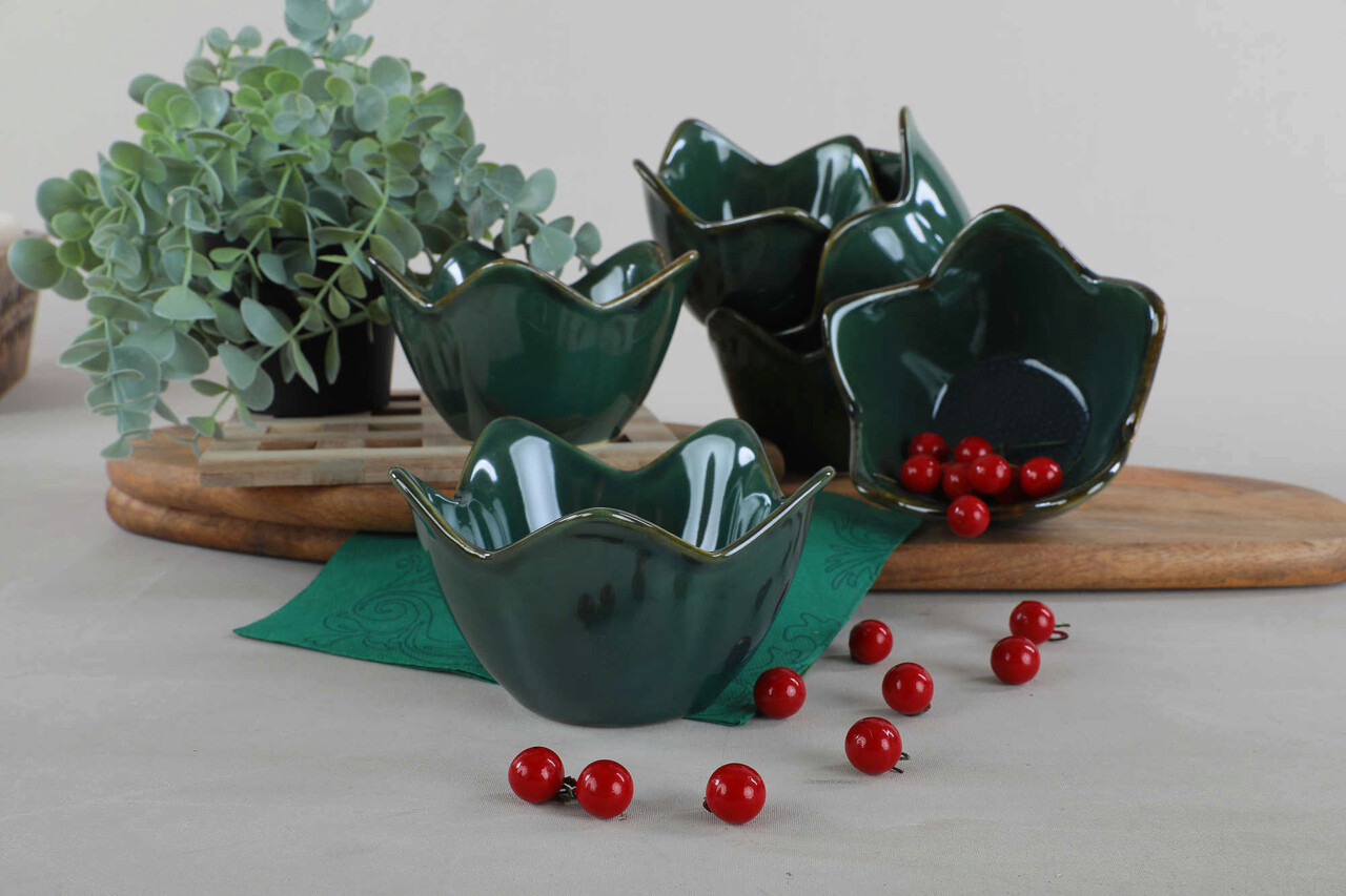 Set boluri pentru aperitive, Hermia, 275KRM1683, Antibacterian, Verde inchis - imagine 2