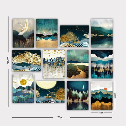 Set 12 tablouri decorative, 12MDF44YS, MDF, 20 x 15 cm, 12 piese, Multicolor