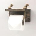 Suport pentru hartie igienica cu raft, Evila Originals, 17x10x10 cm, lemn de molid, maro
