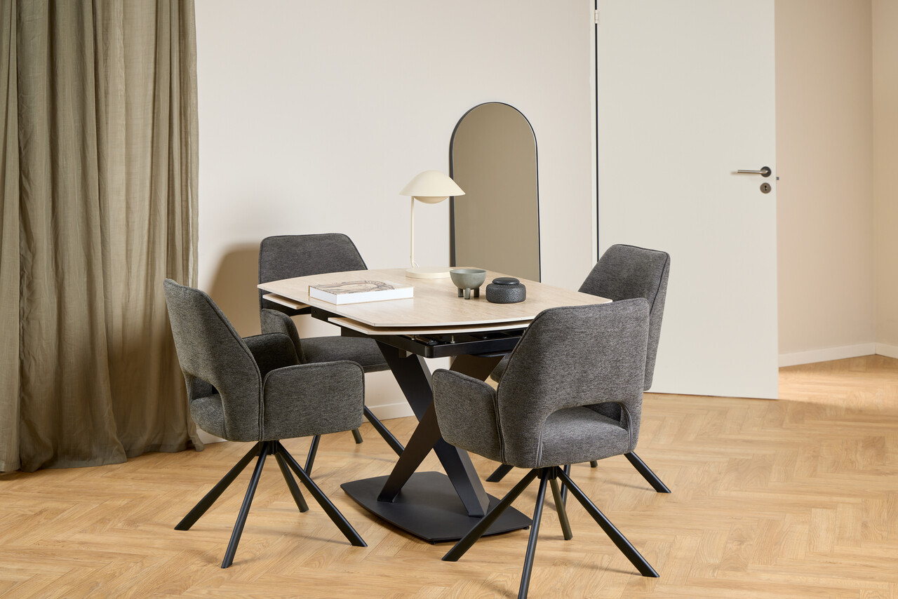 Scaun Graham, Actona, 59x62x87 cm, rotativ, poliester/otel, gri inchis - view 5