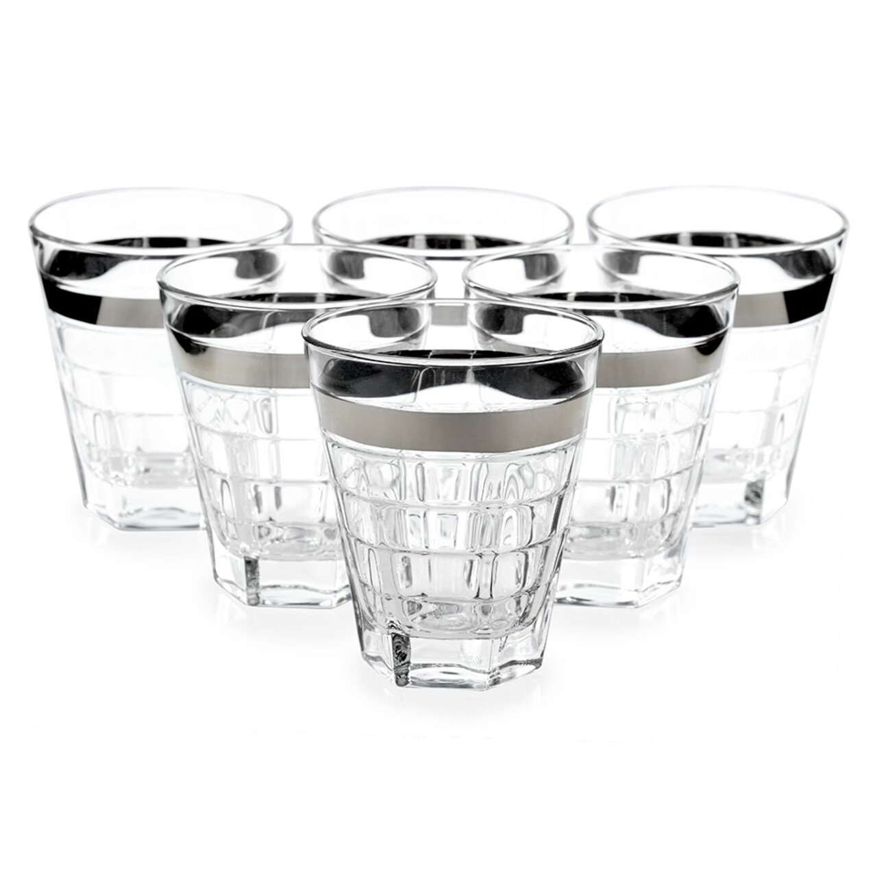 Set 6 Pahare Whisky, Vidivi, Baguette, 340 Ml, Sticla, Transparent/auriu