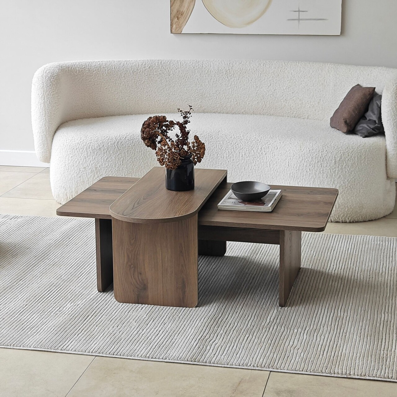 Set masute de cafea, Hanah Home, Paris, Bronz / Nuc - imagine 3