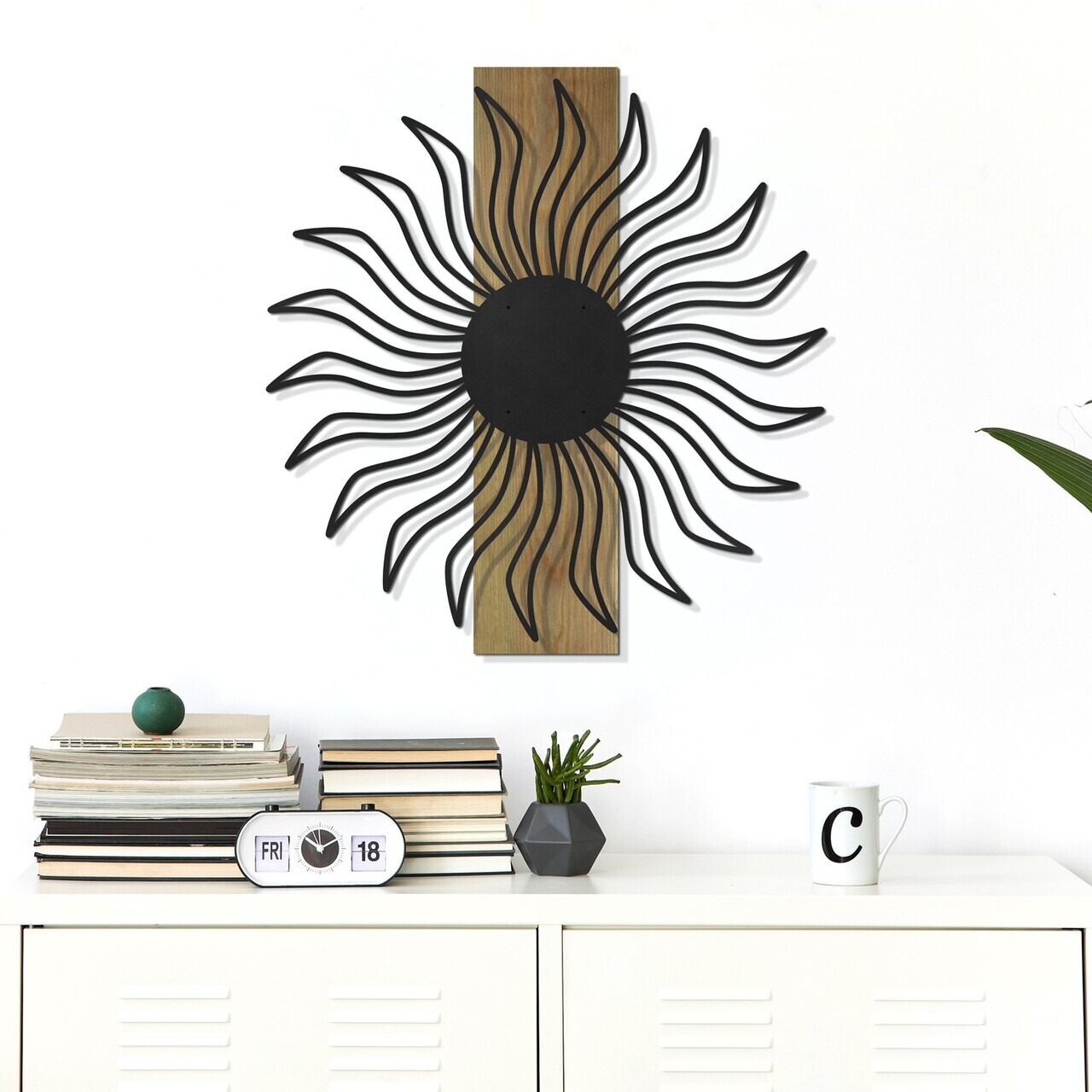 Decoratiune de perete, Solis, Cadru: Lemn (Grosime: 2 cm), Verde/Negru — imaginea 3