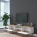 Comoda TV, Wren, A5 - 890, 180 x 48.6 x 35 cm, pal melaminat, alb/nuc