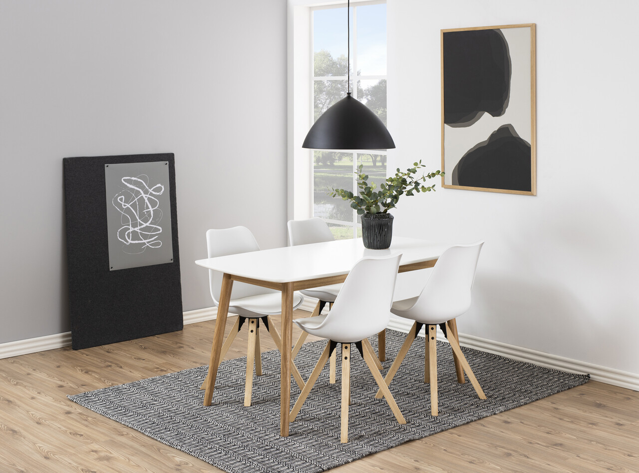Scaun Dima, Actona, 48.5x55x85 cm, piele ecologica/lemn de cauciuc, alb zapada - view 2