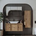Set Dulap de Baie cu Chiuvetă și Oglindă (3 Piese), Hanah Home, 2557, MDF, Maro