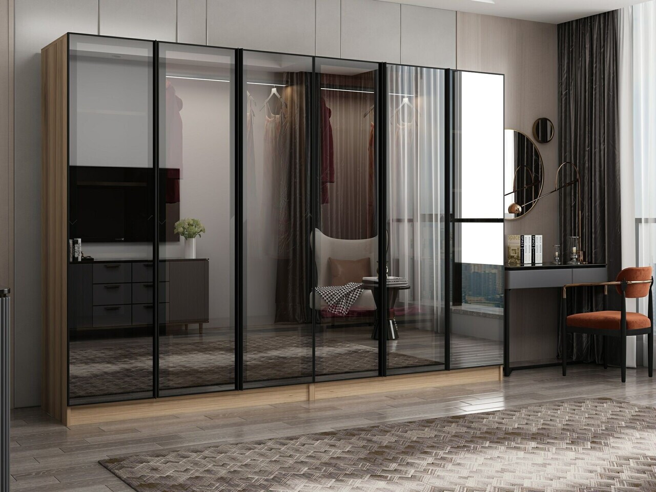 Dulap pentru haine, Hanah Home, Nisa, 270x210x52 cm, Dore — imaginea 3