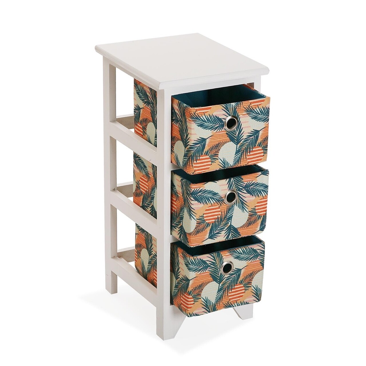 Organizator Pentru Baie Cu 3 Cosuri Exotic Leaves, Versa, 23x29x58 Cm, Lemn De Paulownia