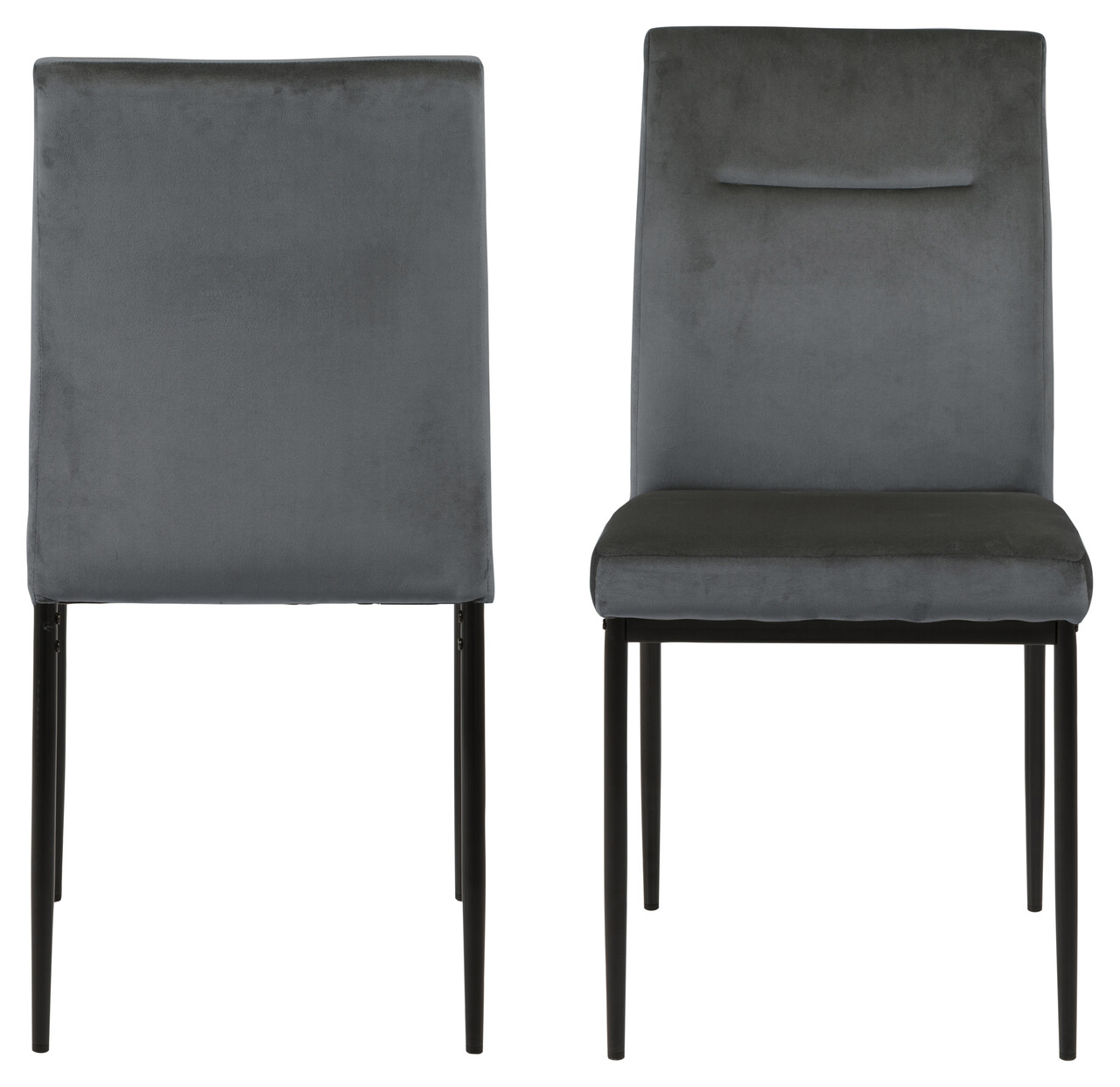 Scaun Demi, Actona, 45x55x90.5 cm, catifea/otel, gri inchis - view 2