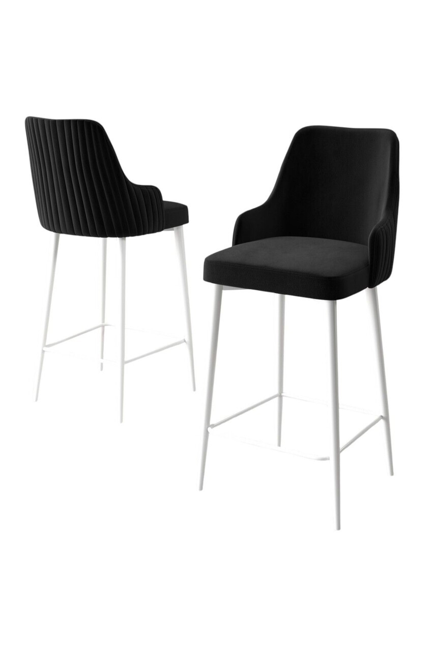 Set scaune  de bar 4 piese, Hanah Home, Tera, Alb/Negru — imaginea 2