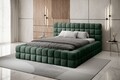 Pat tapitat cu somiera si lada depozitare, 160x200 cm, ELTAP, BE-DIZ-MET-35AMO, Dizzle, metal/poliester, verde