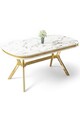 Masa, Hanah Home, Olya, 168x75x90 cm, Marmură albă/aur
