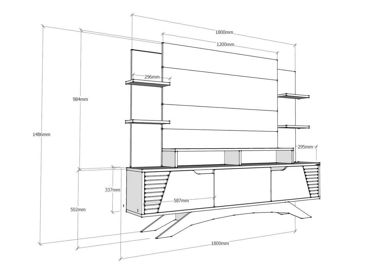 Comoda TV, Zena Home, Deparo, 180 X 29.5 X 148.6 Cm, Pal Melaminat, Nuc/alb