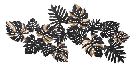 Decoratiune de perete Dark Leaf, Mauro Ferretti, 133×63 cm, fier, negru/auriu Accesorii decorative