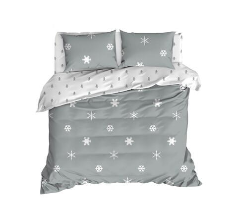 Lenjerie de pat pentru doua persoane, enlora home, janes, 100% bumbac ranforce, 4 piese, gri